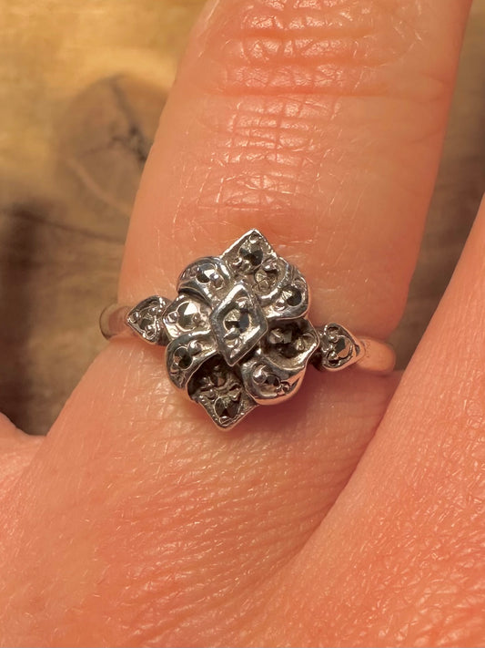 Vintage Marcasite 925 Silver Size O Ring