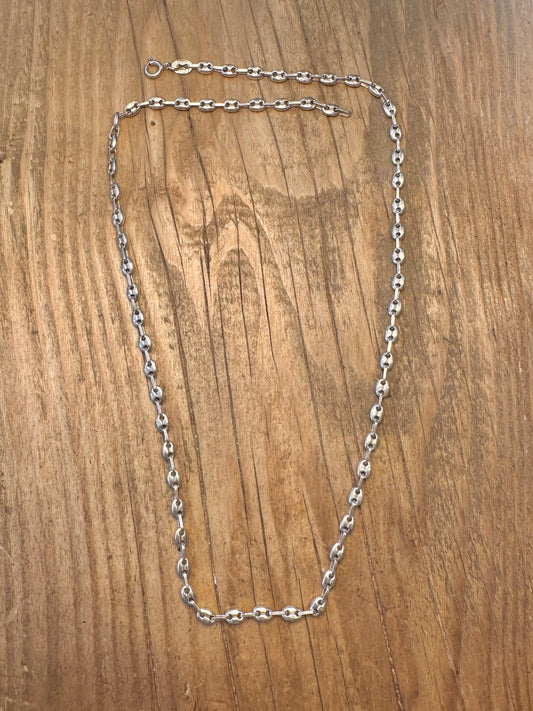 Coffee Bean Mariner 1973 Link 925 Sterling Silver Maker PAL 20 inch Necklace