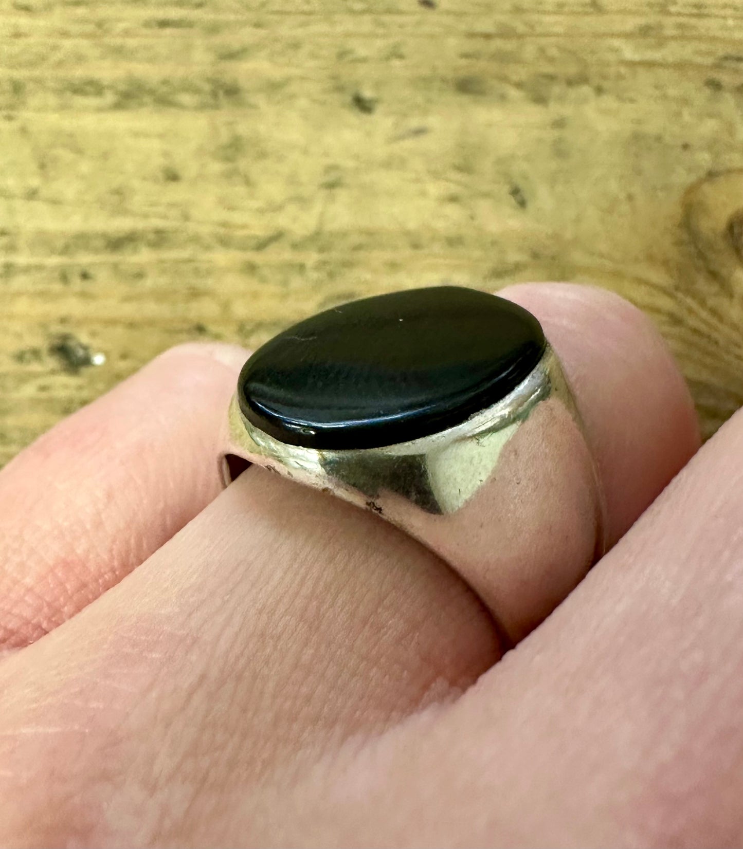 Vintage Onyx Signet 925 Silver Size S Ring