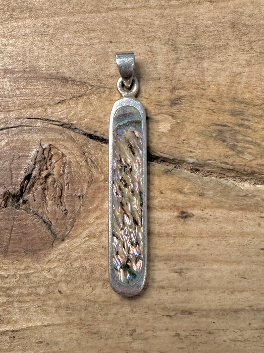 Abstract Abalone Rectangle 925 Silver Pendant