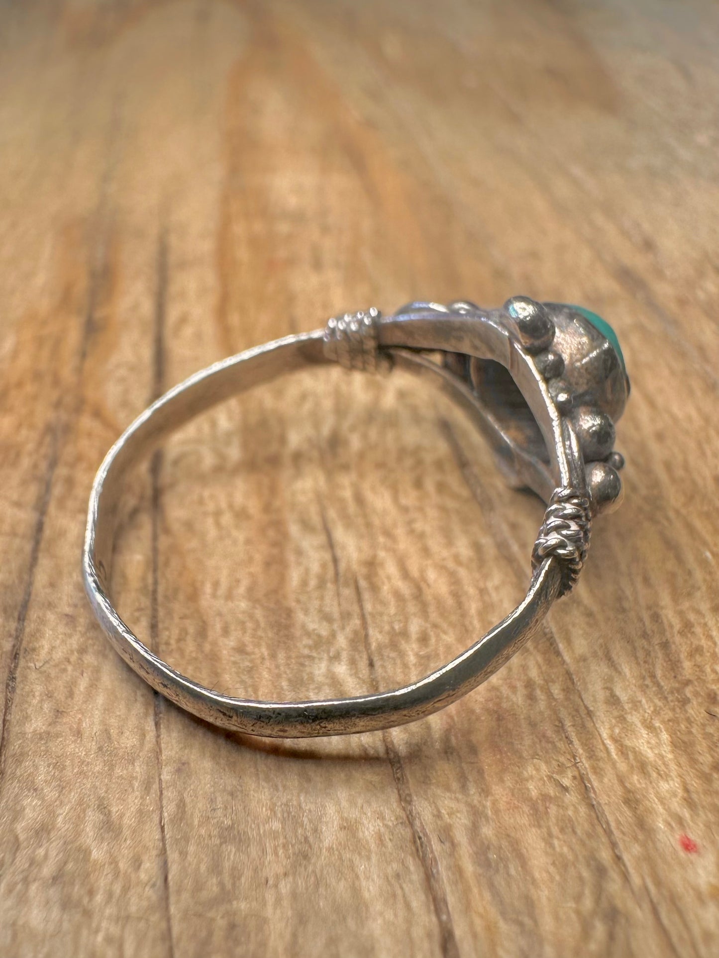 Vintage Raw Turquoise 925 Sterling Silver Size N1/2 Ring