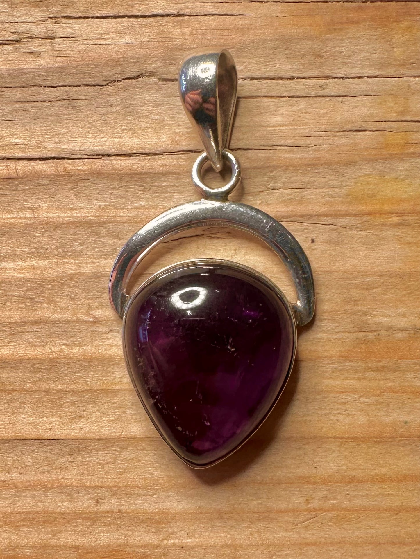 Vintage Amethyst Tränenförmiger 925 Sterling Silber Anhänger