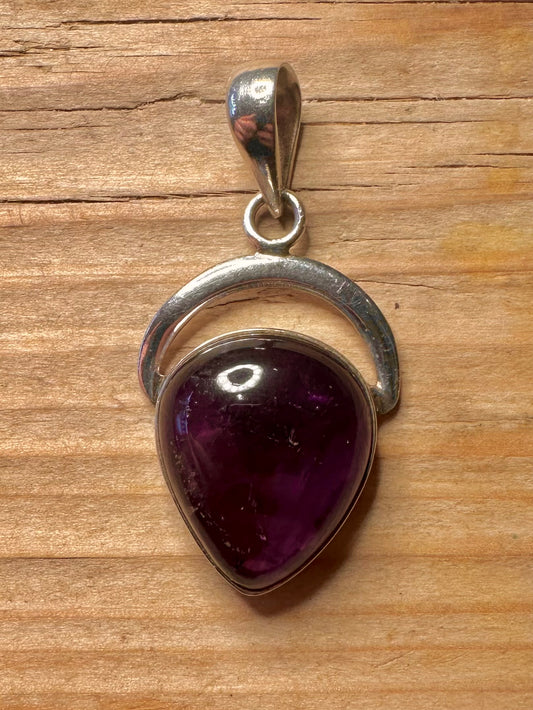 Vintage Amethyst Tränenförmiger 925 Sterling Silber Anhänger