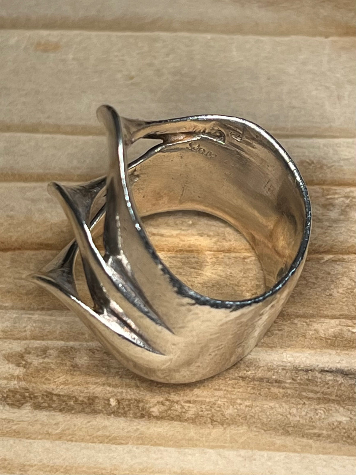 Chunky Sculpted Modernist 925 Sterling Silver Size Q Ring