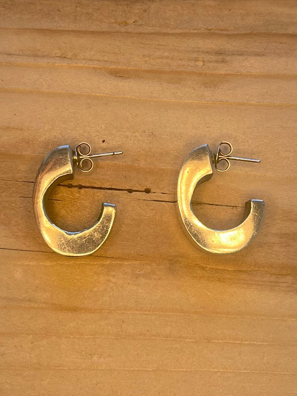 Abstract Chunky Half Hoop 925 Sterling Silver Earrings