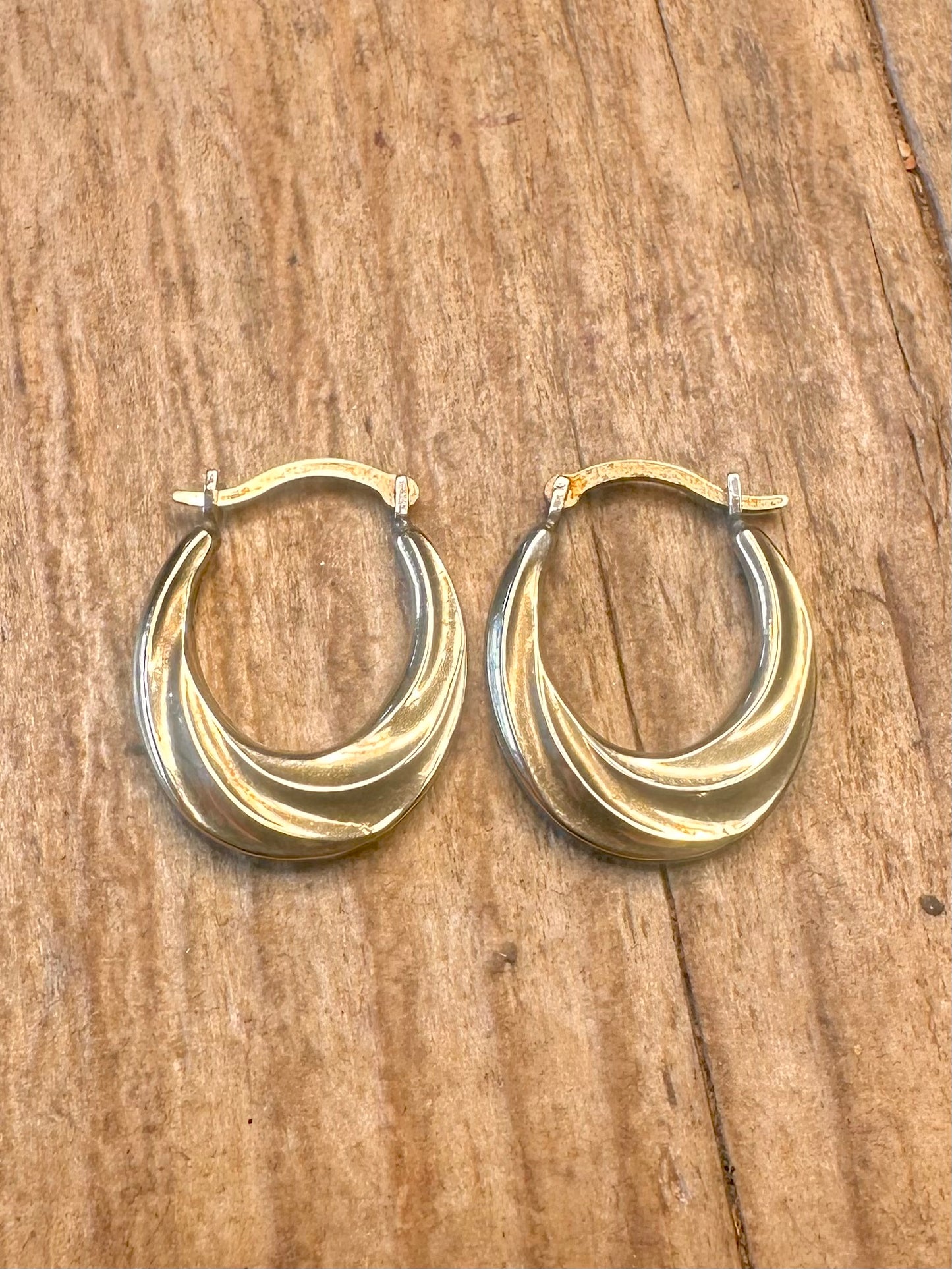 Creole Hoops 9ct Gold Bonded 925 Sterling Silver Earrings