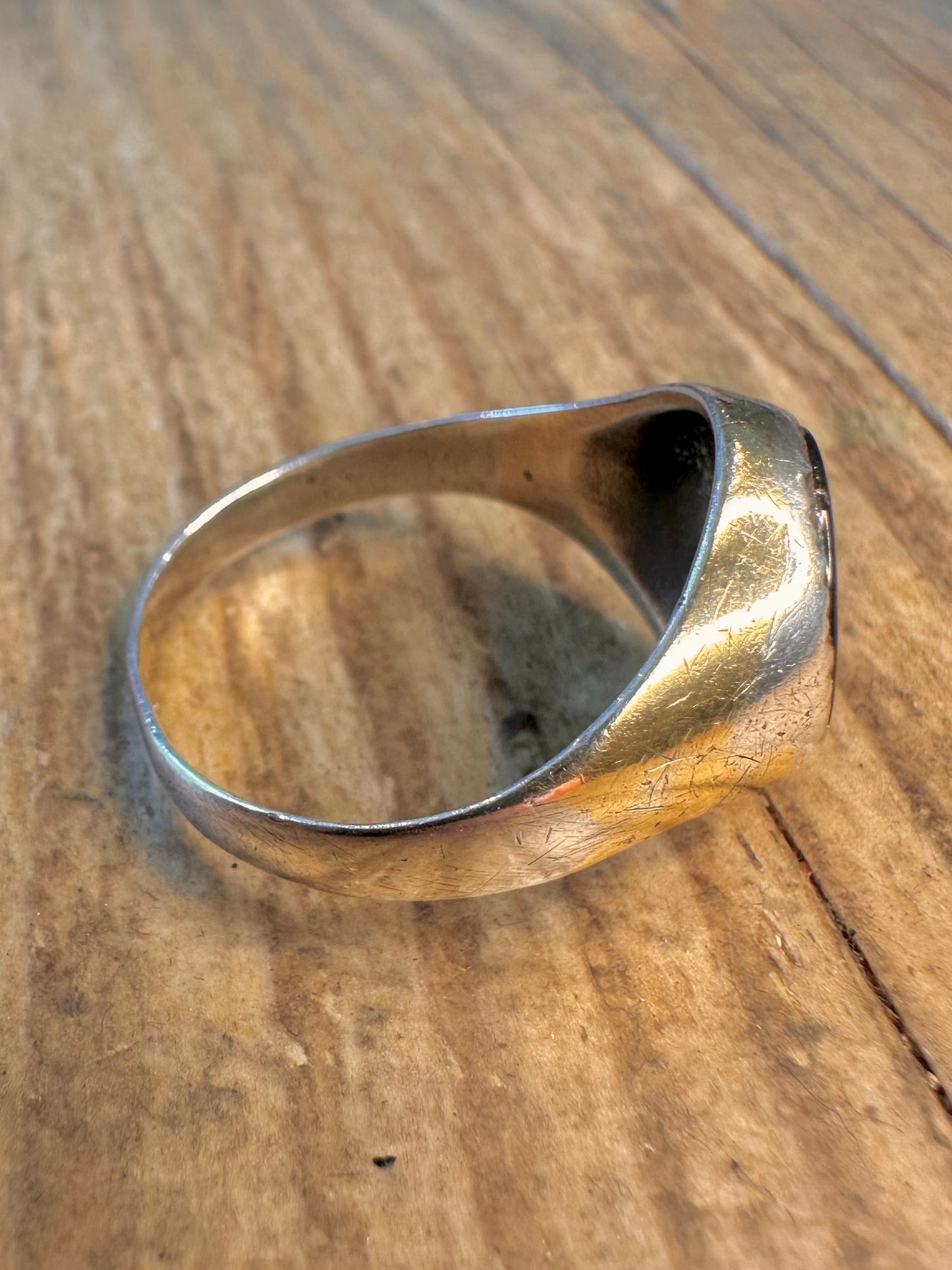 Onyx Signet Gold on 925 Sterling Silver Size W Ring