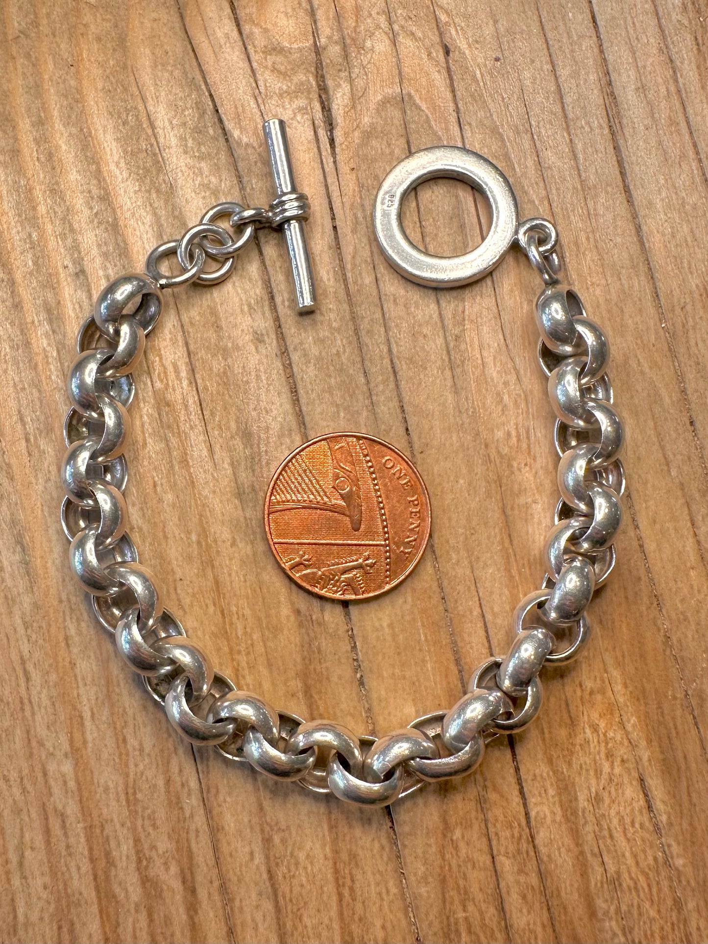 Modern 2007 Chunky Belcher T Bar 925 Sterling Silver 7.8 inch Bracelet