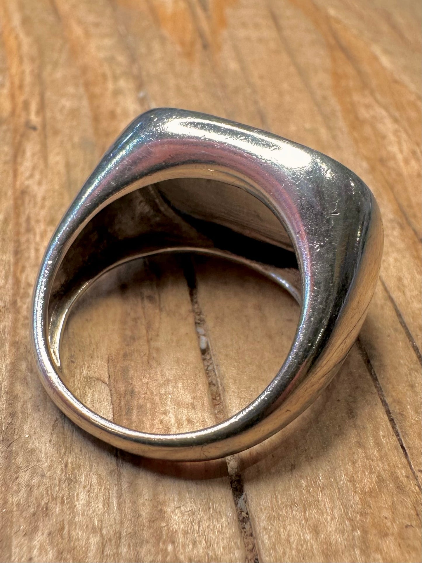 Vintage Blue Enamel 925 Sterling Silver Size P Ring