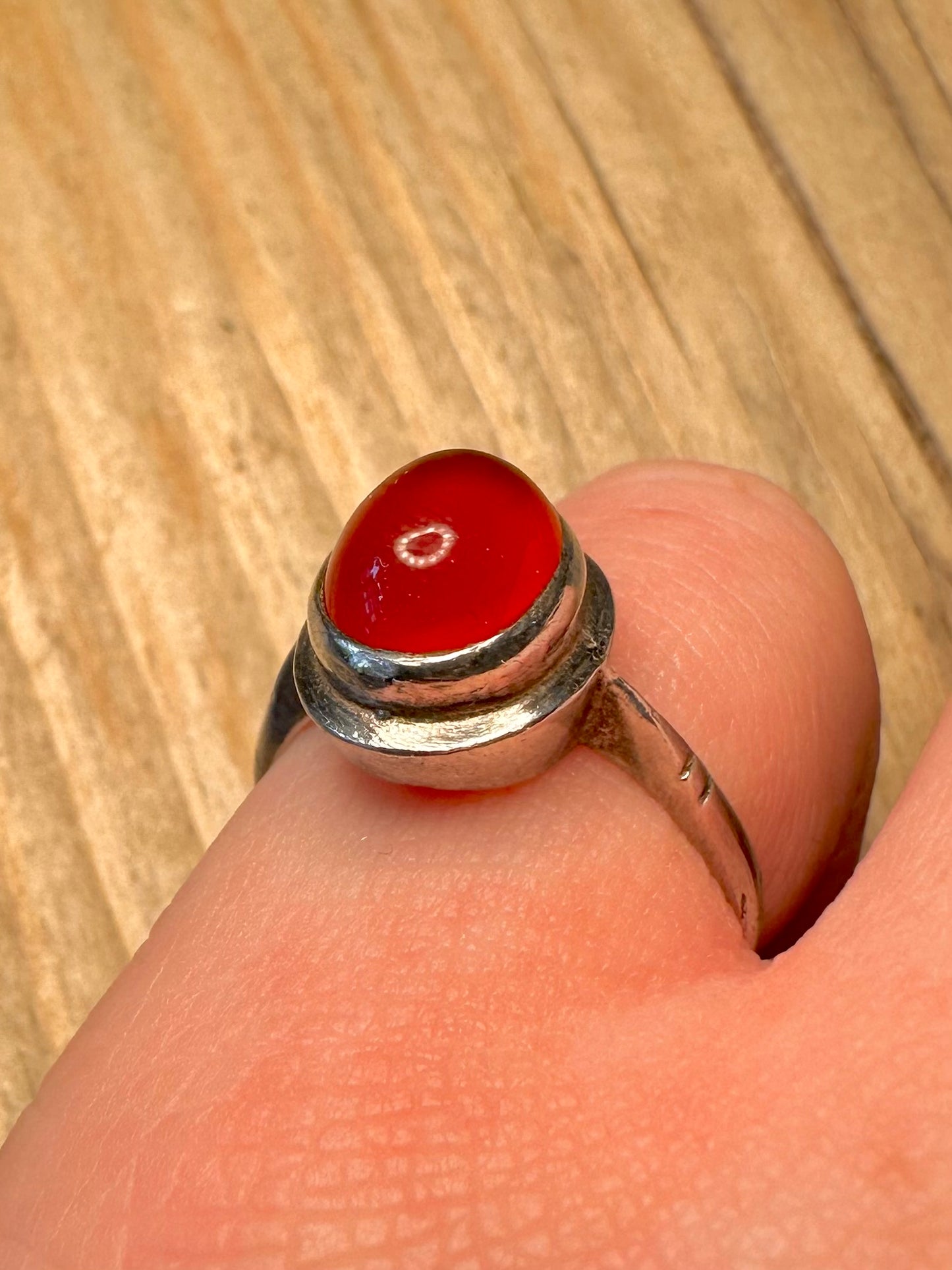 Vintage 1977 Carnelian 925 Sterling Silver Size N Ring