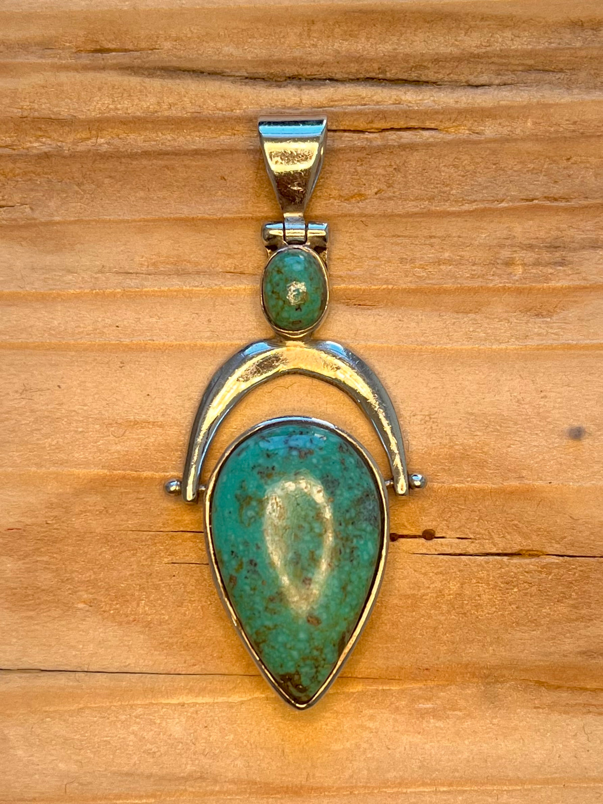 Large Tear Drop Turquoise 925 Sterling Silver Pendant