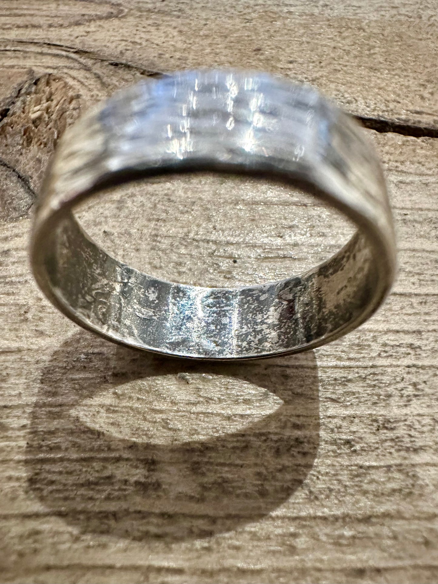 Vintage Bark Effect Band 925 Silver Size P Ring