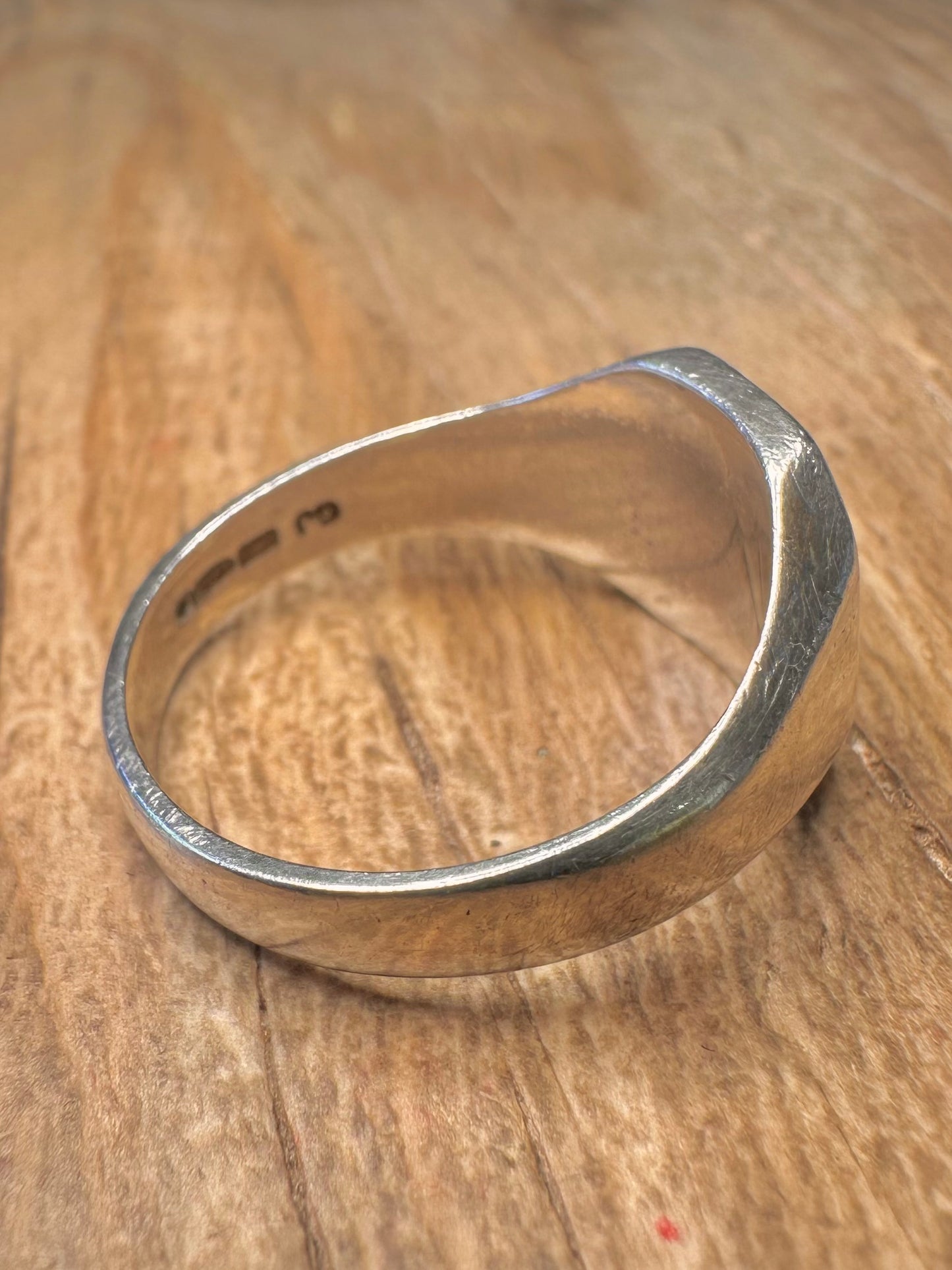 Vintage Prince of Wales Feathers Signet 925 Sterling Silver Size U Ring