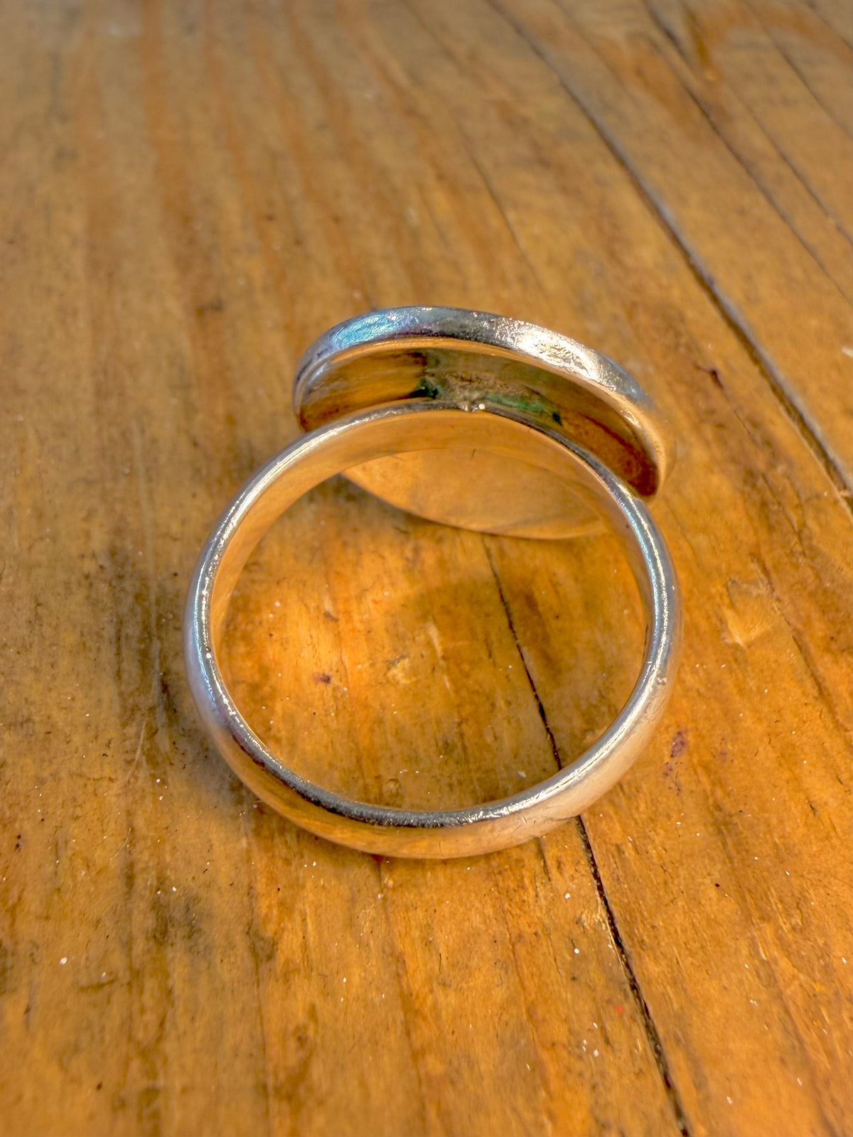 Abalone Inlay Circle 925 Sterling Silver Size R Ring