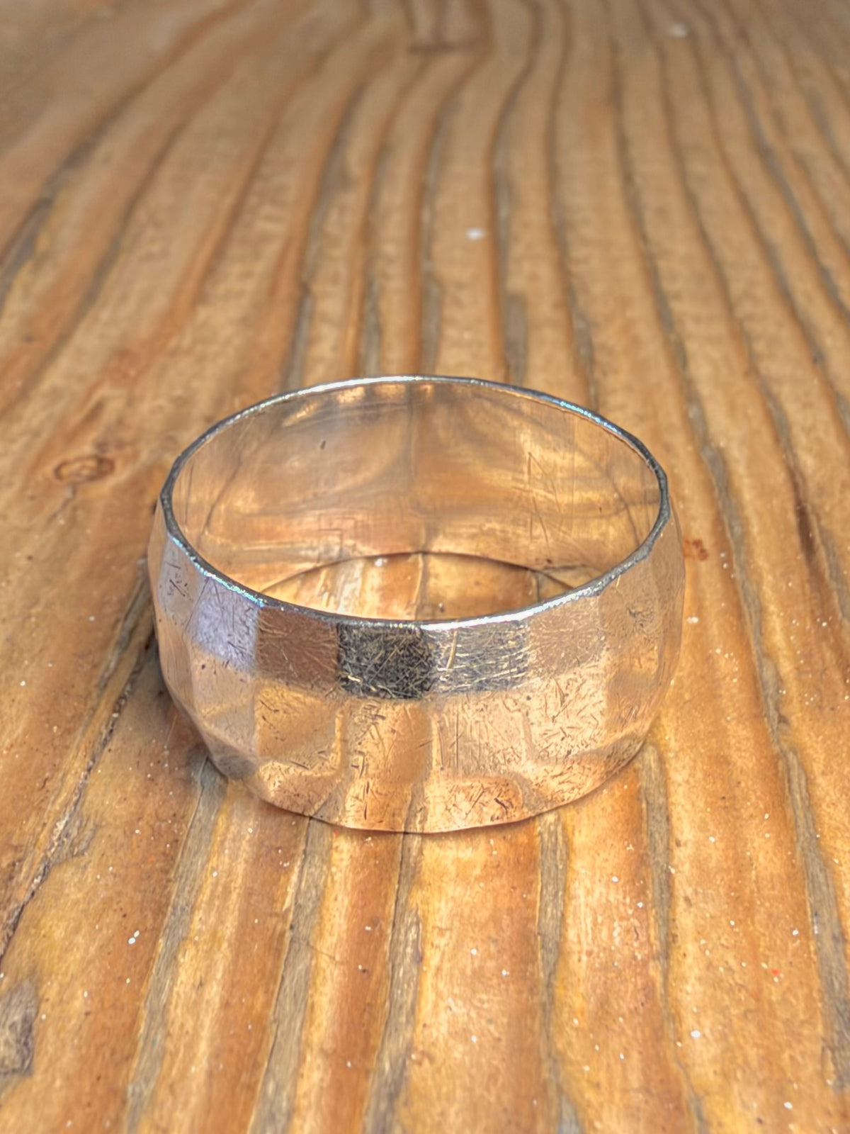 Square 1974 Hammered Band 925 Sterling Silver Size W Ring