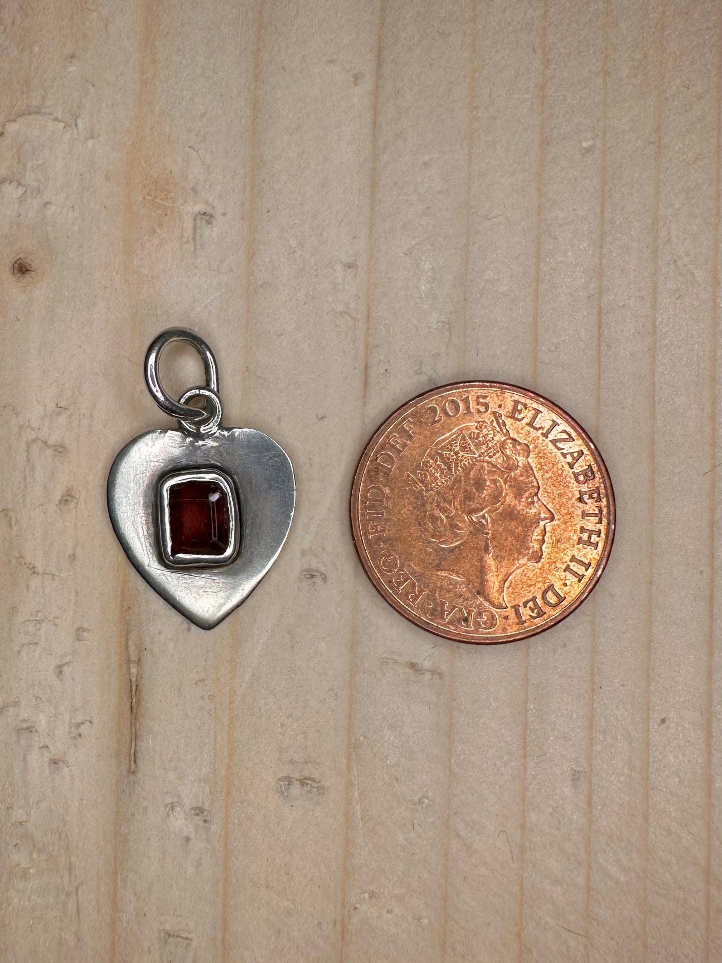 Garnet Inset Heart 925 Sterling Silver Pendant