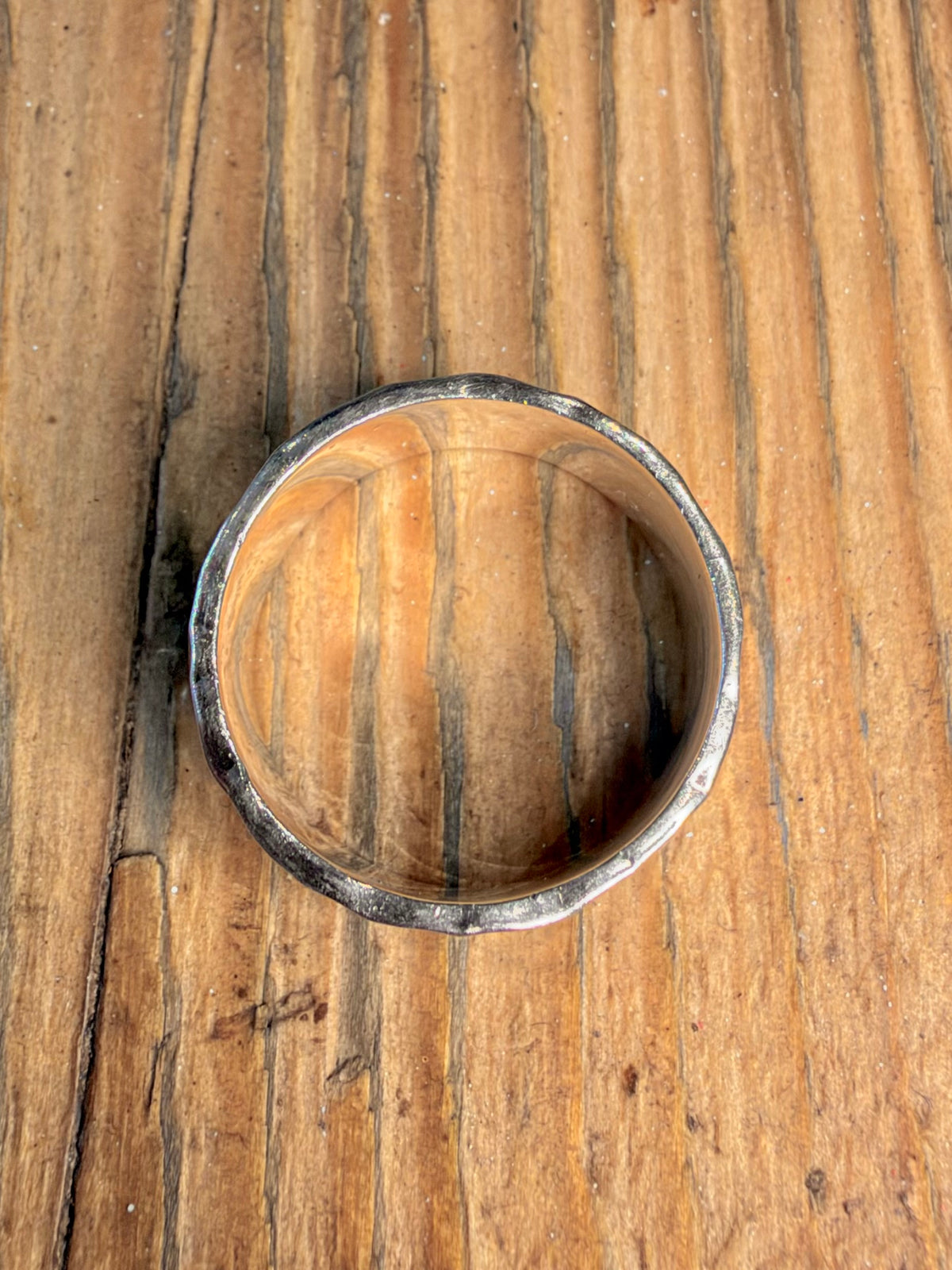 Chunky Hammered Band 925 Sterling Silver X1/2 Ring