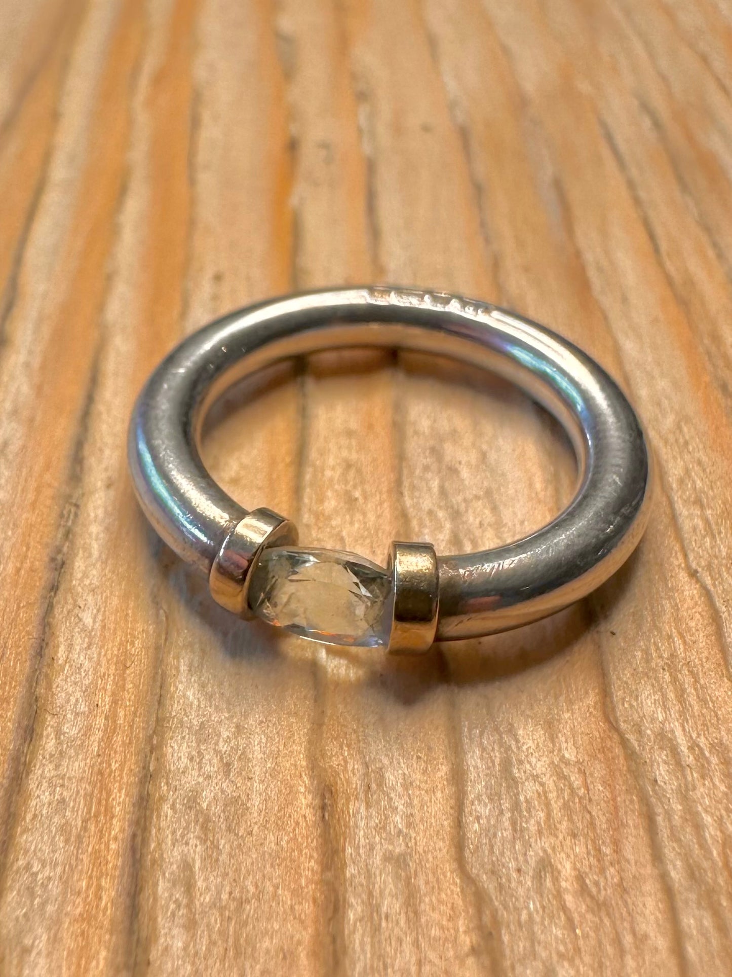 Vintage 1993 CZ Gold Plated and 925 Sterling Silver Size H1/2 Ring