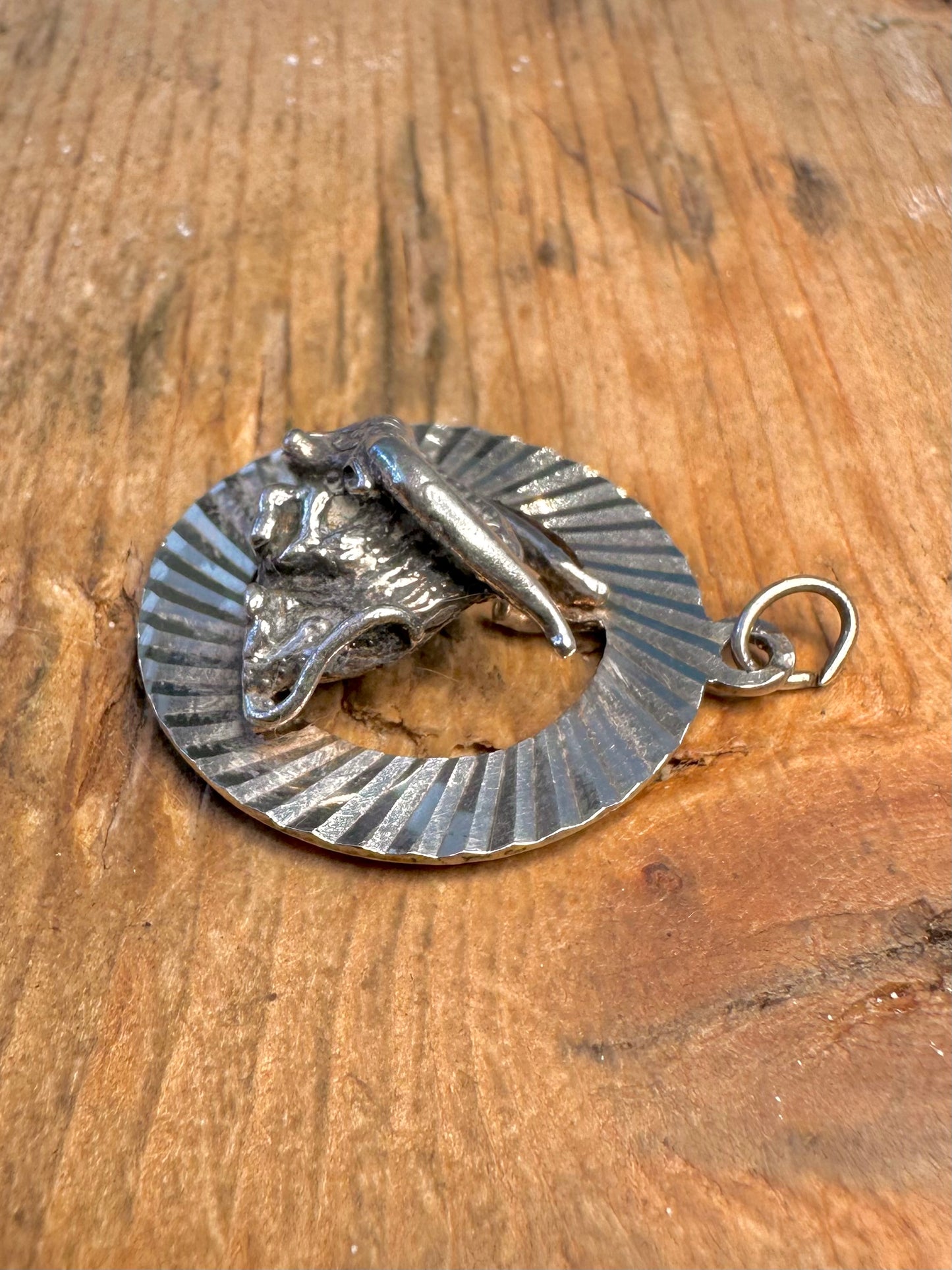 Textured Detailed Taurus Bull 925 Sterling Pendant