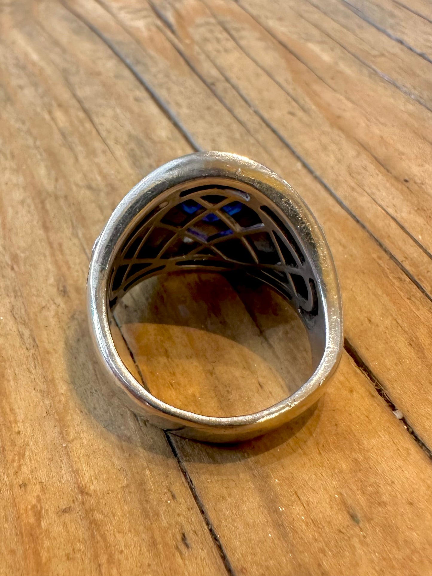 University London Blue Stone College Ring 925 Sterling Silver Size R Ring
