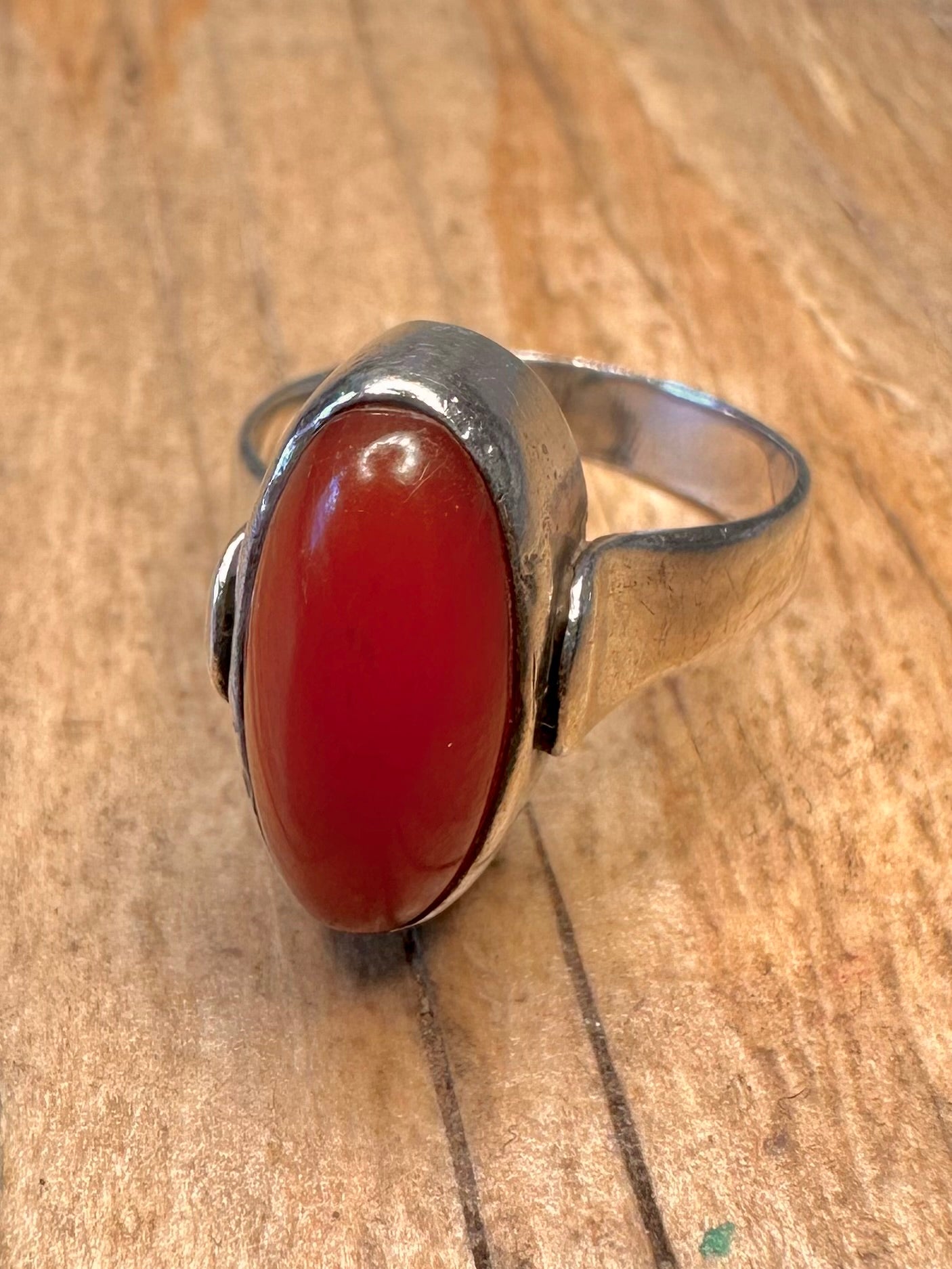 Vintage 1970 Carnelian 925 Sterling Silver Size K Ring