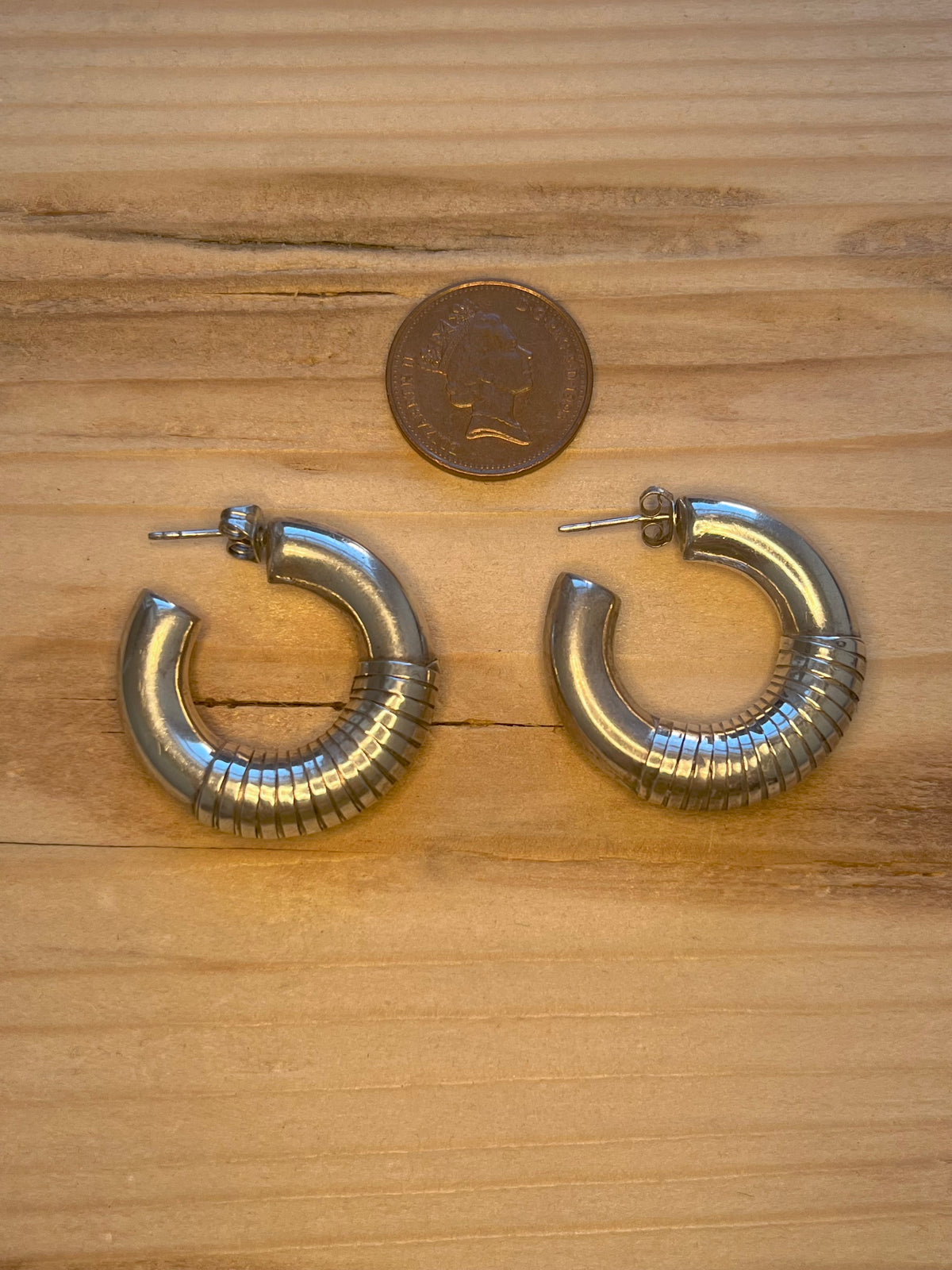 Chunky Embellished Half Hoops 925 Sterling Silver Earrings
