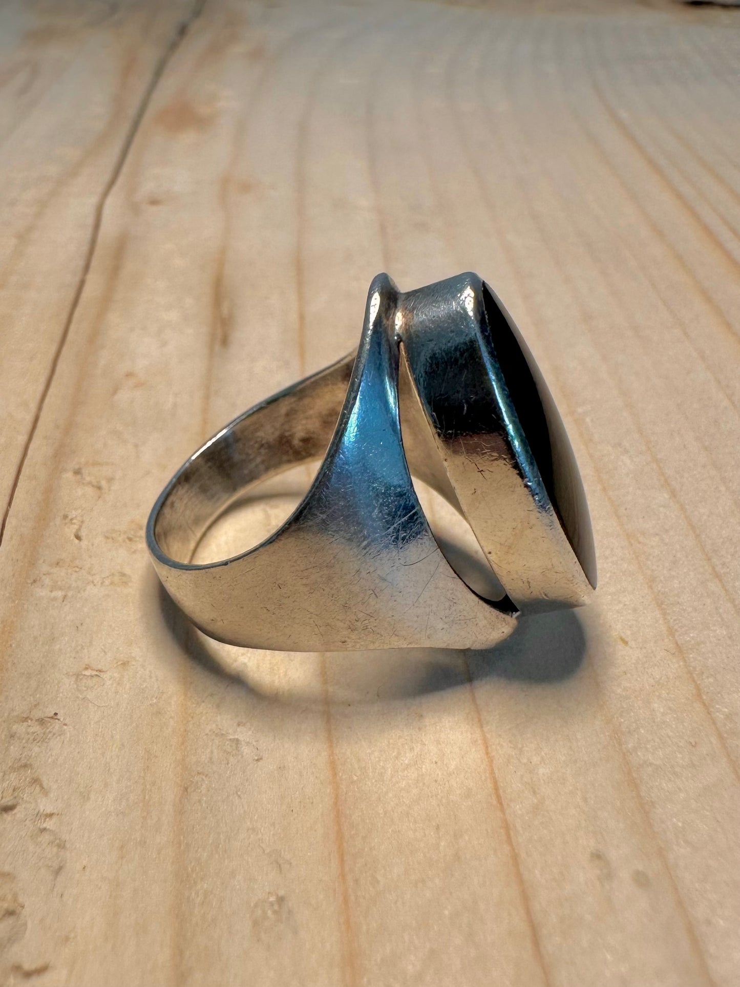 Onyx Signet 925 Sterling Silver Size Q Ring