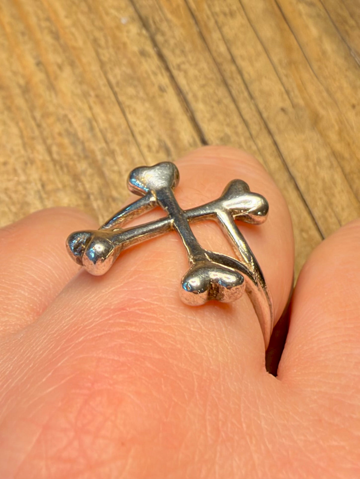 Cross Bone 925 Sterling Silver Size V1/2 Ring