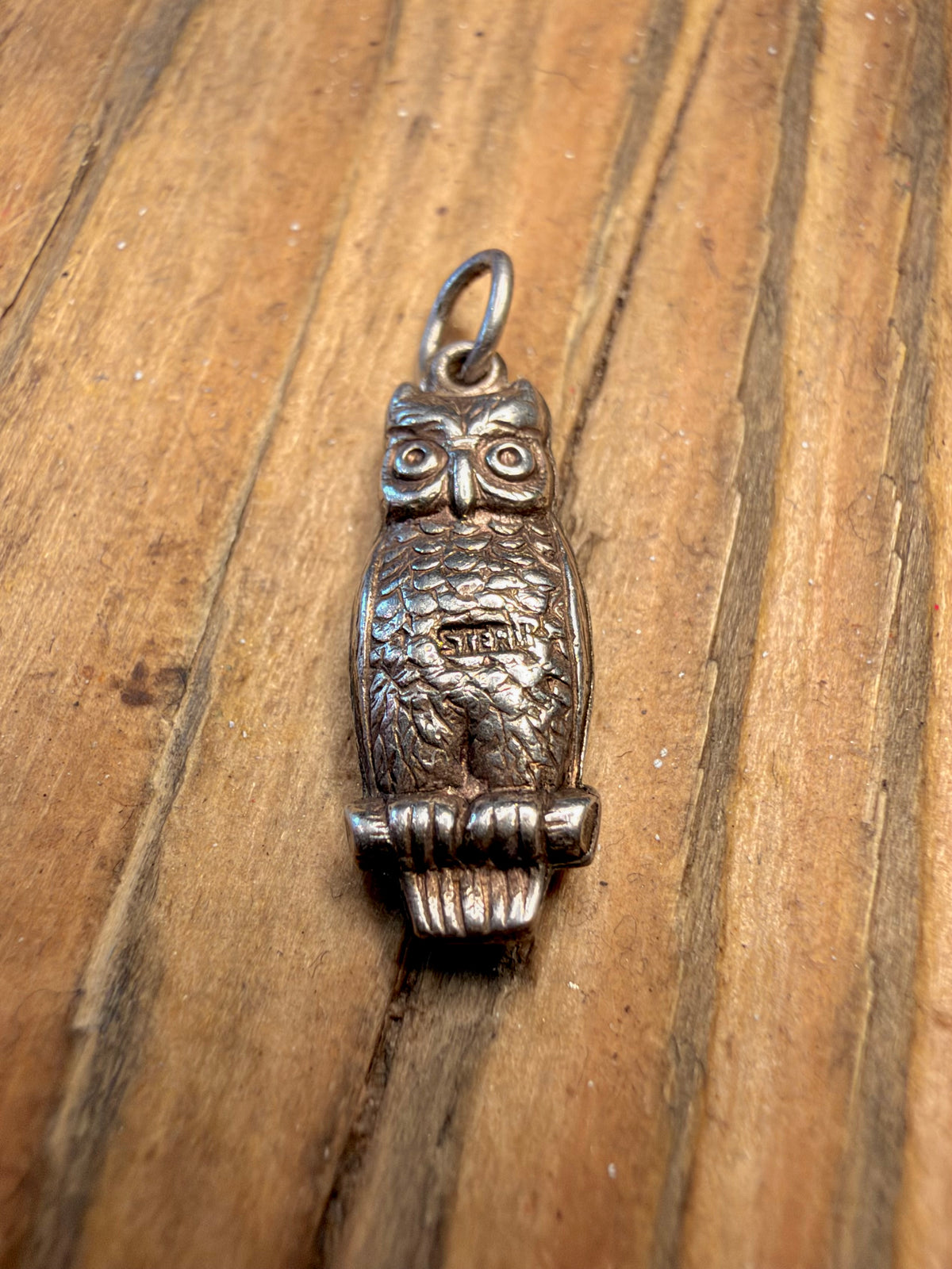 Owl Double Sided 925 Sterling Silver Charm Pendant