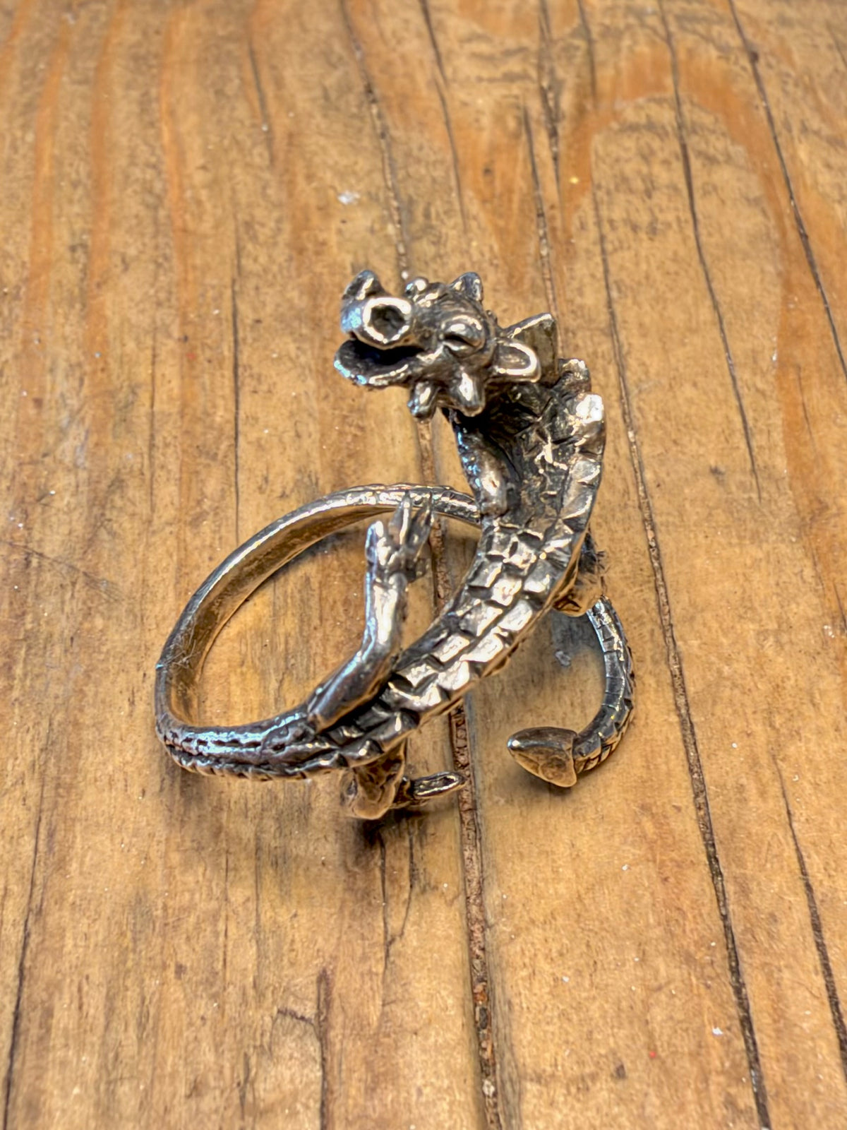 Dragon 1987 Wrapped Textured 925 Sterling Silver Size O Ring