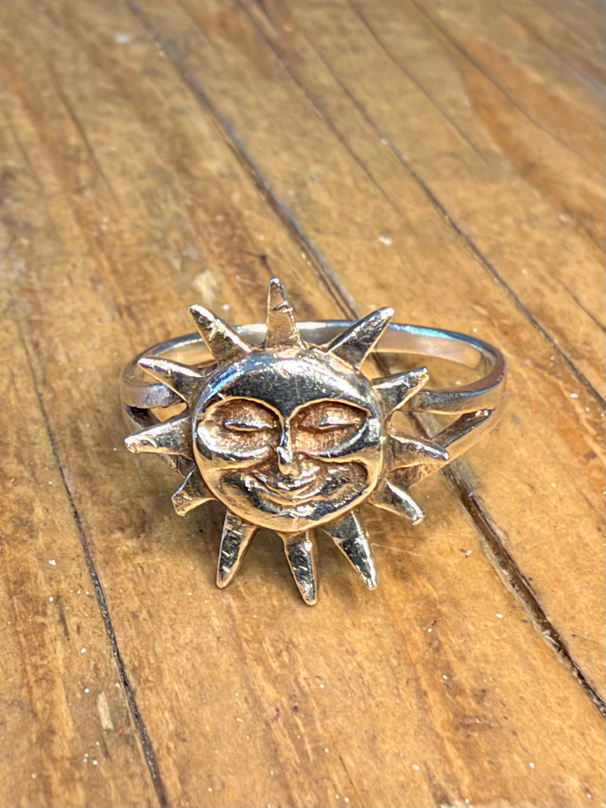 Sun Face 925 Sterling Silver Size S1/2 Ring