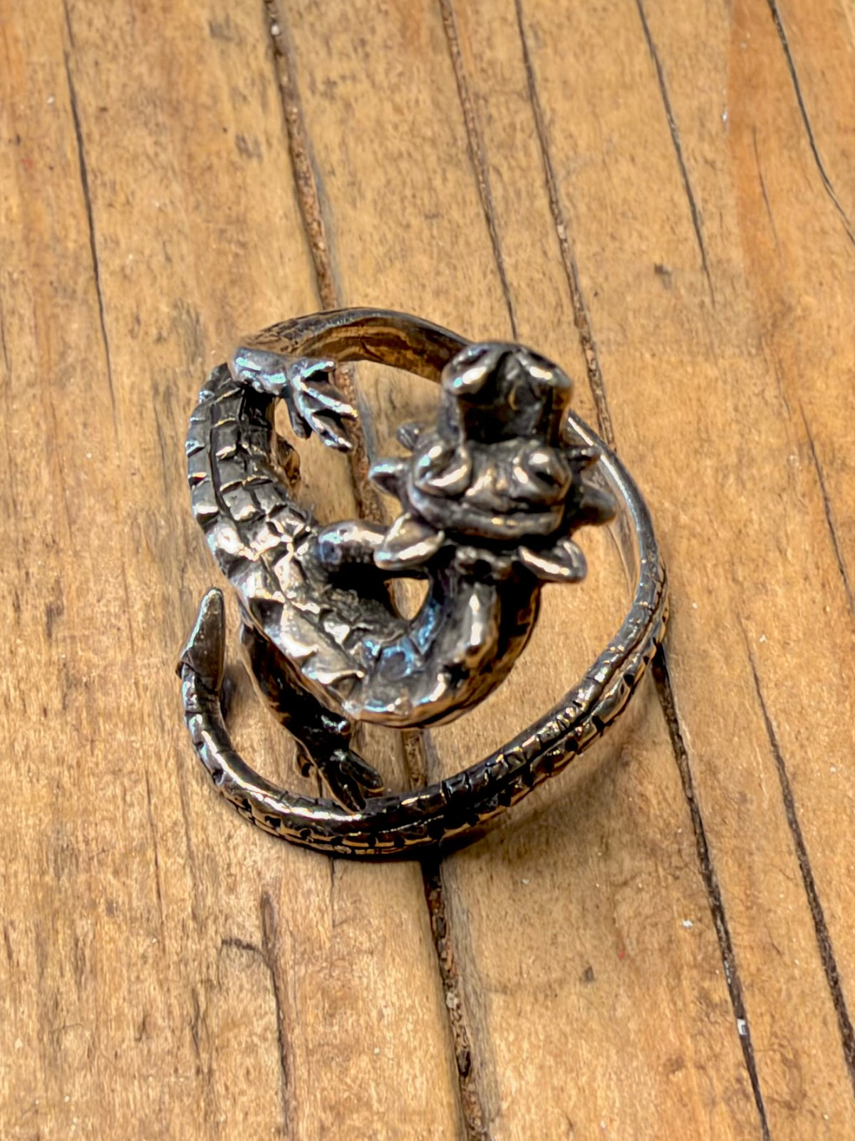 Dragon 1987 Wrapped Textured 925 Sterling Silver Size O Ring