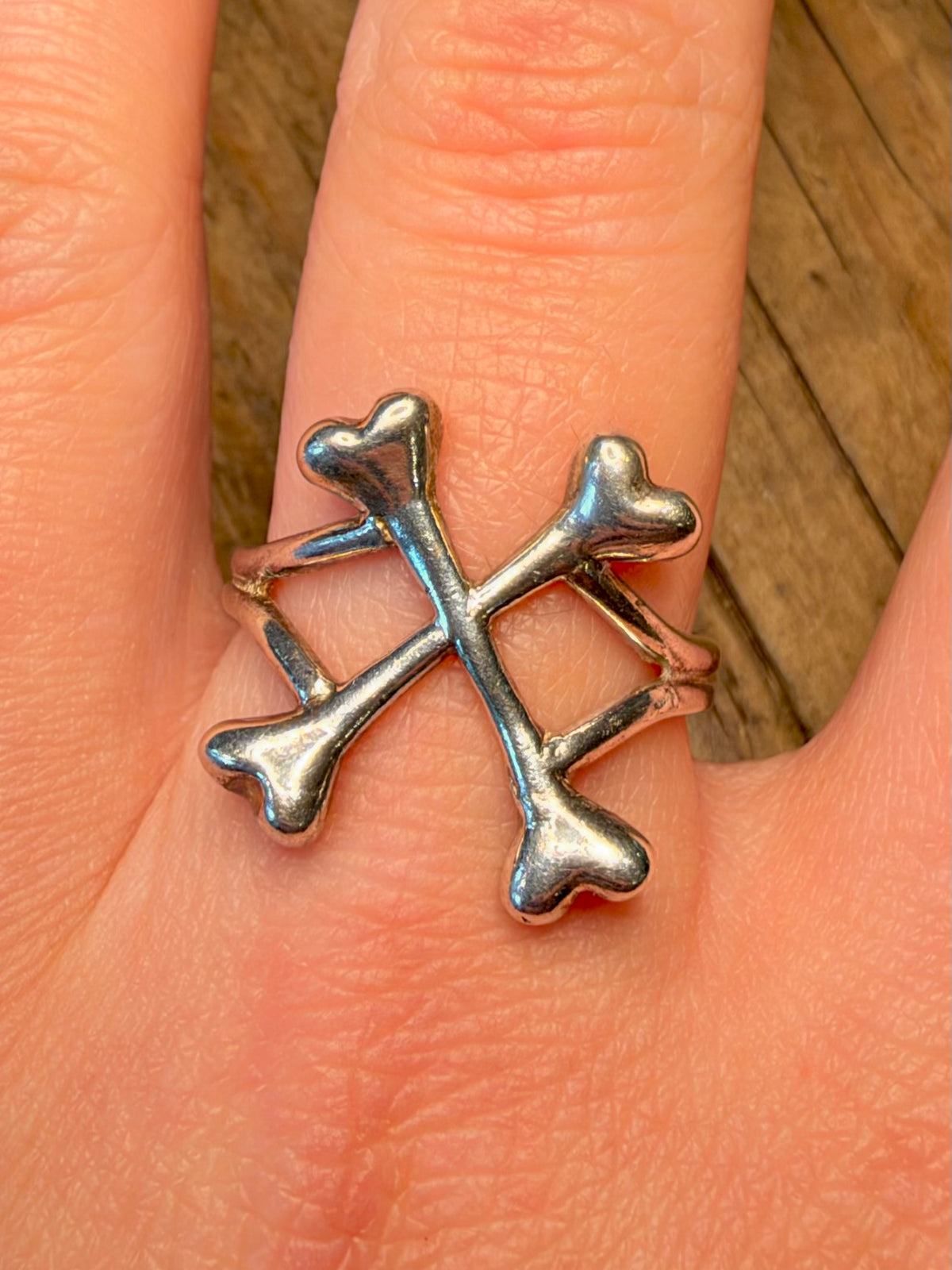 Cross Bone 925 Sterling Silver Size V1/2 Ring