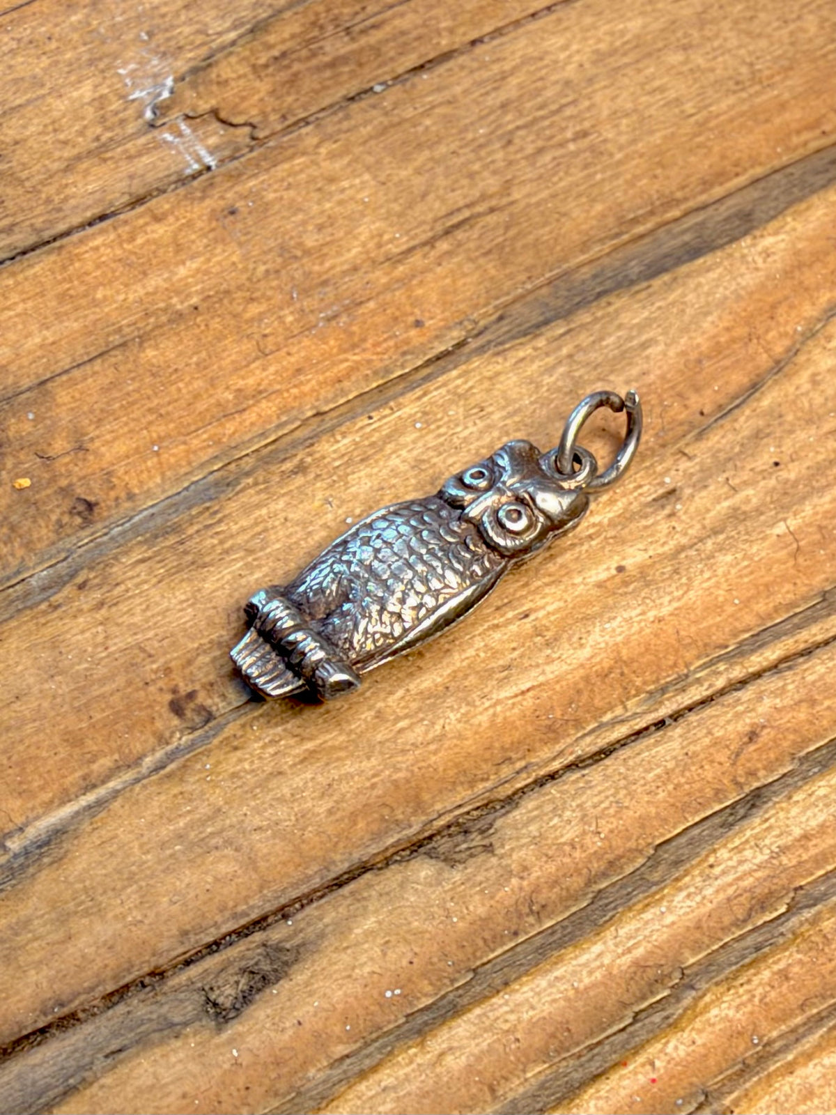 Owl Double Sided 925 Sterling Silver Charm Pendant