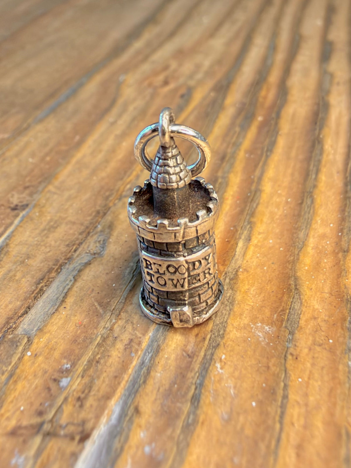 Bloody Tower Articulated with Executioner 925 Sterling Silver Charm Pendant