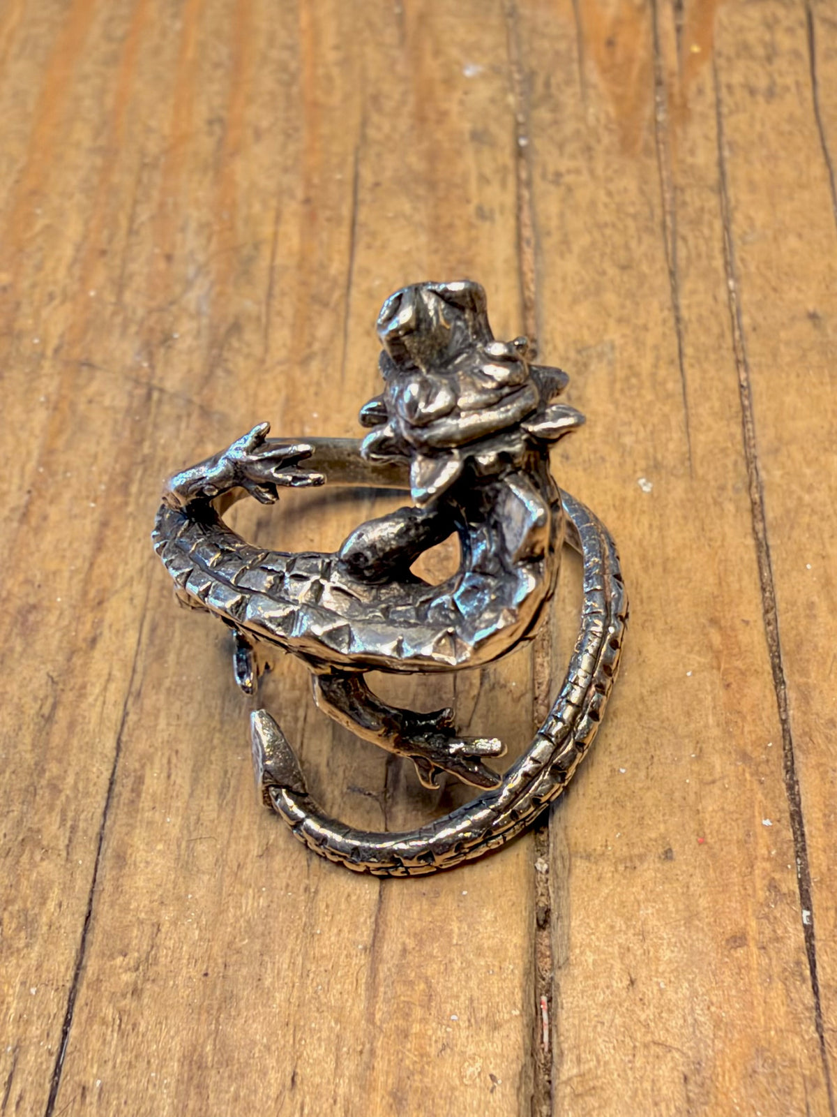 Dragon 1987 Wrapped Textured 925 Sterling Silver Size O Ring