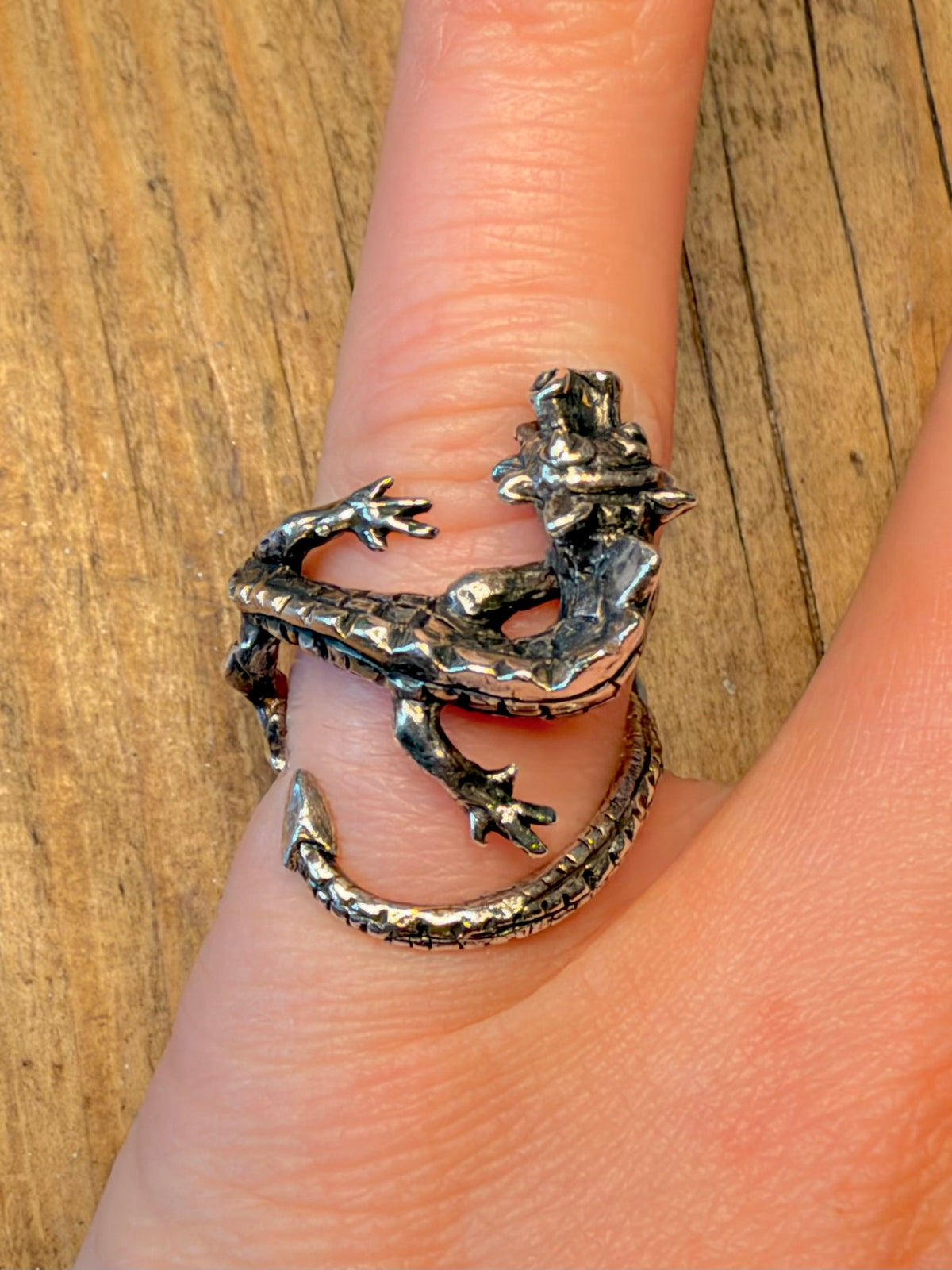 Dragon 1987 Wrapped Textured 925 Sterling Silver Size O Ring