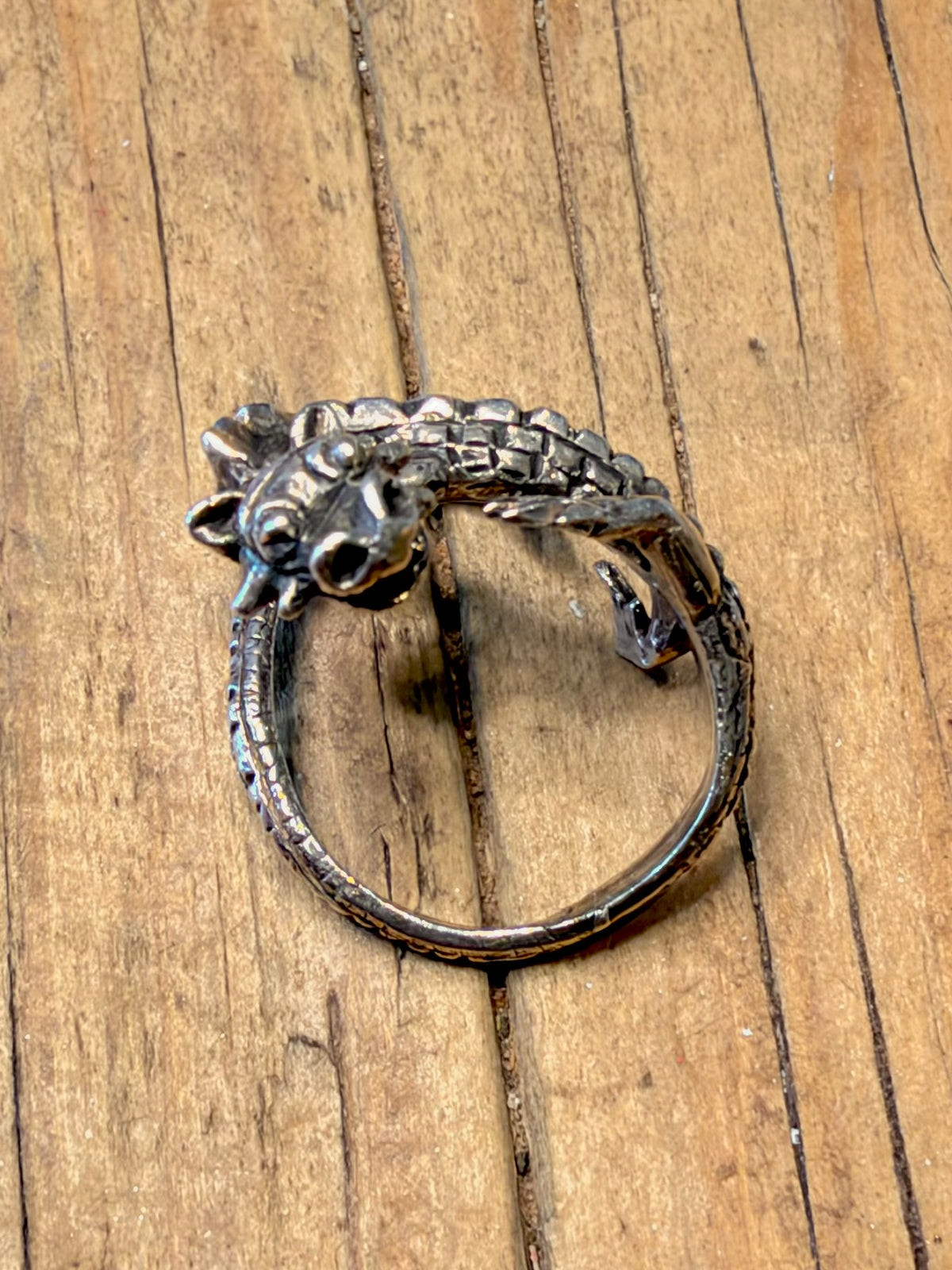 Dragon 1987 Wrapped Textured 925 Sterling Silver Size O Ring