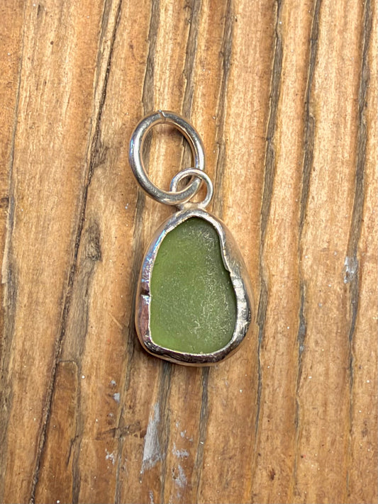 Green Sea Glass 925 Sterling Silver Pendant