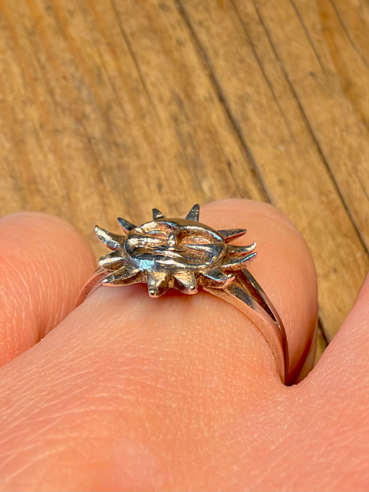 Sun Face 925 Sterling Silver Size S1/2 Ring