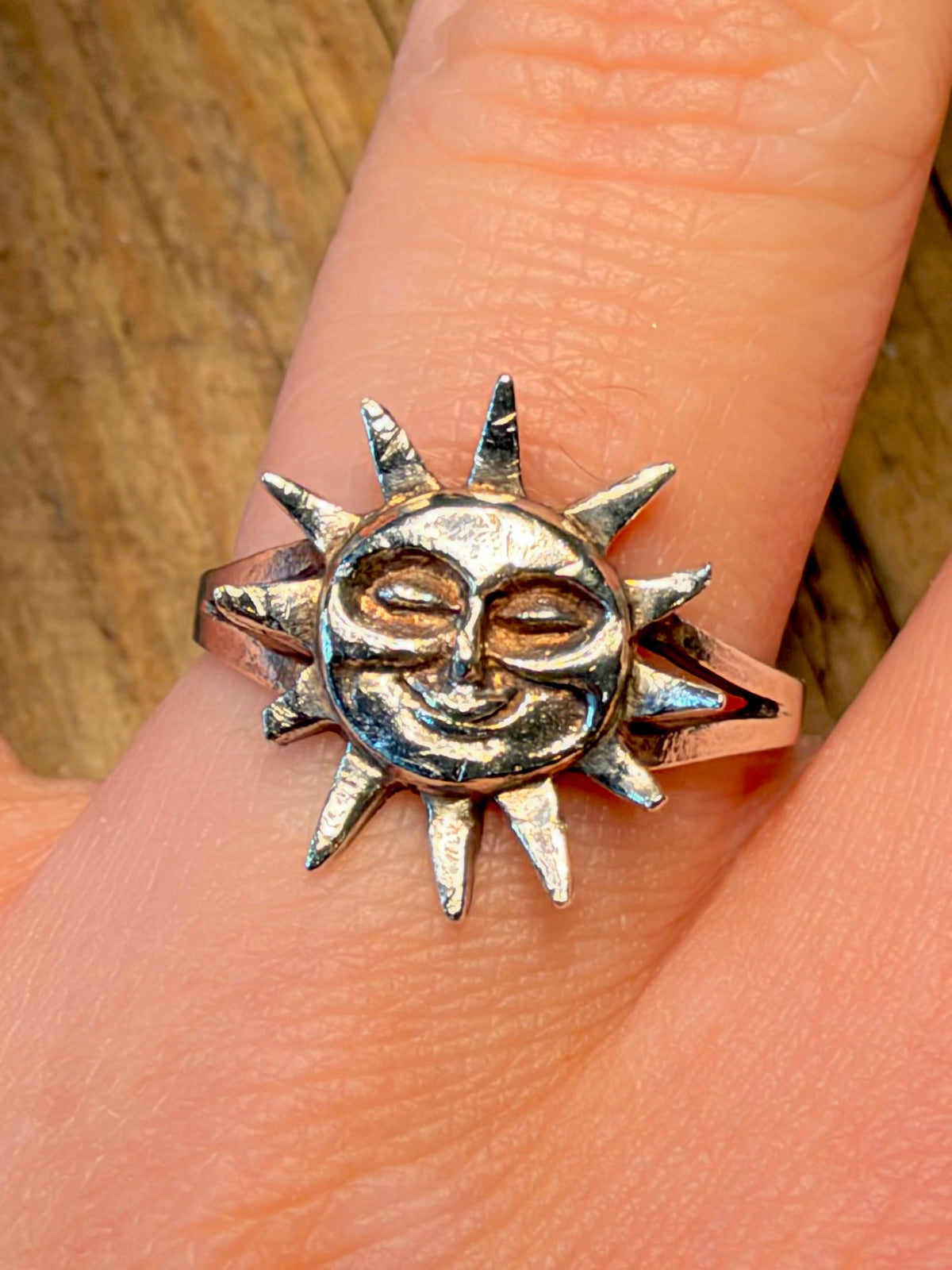 Sun Face 925 Sterling Silver Size S1/2 Ring