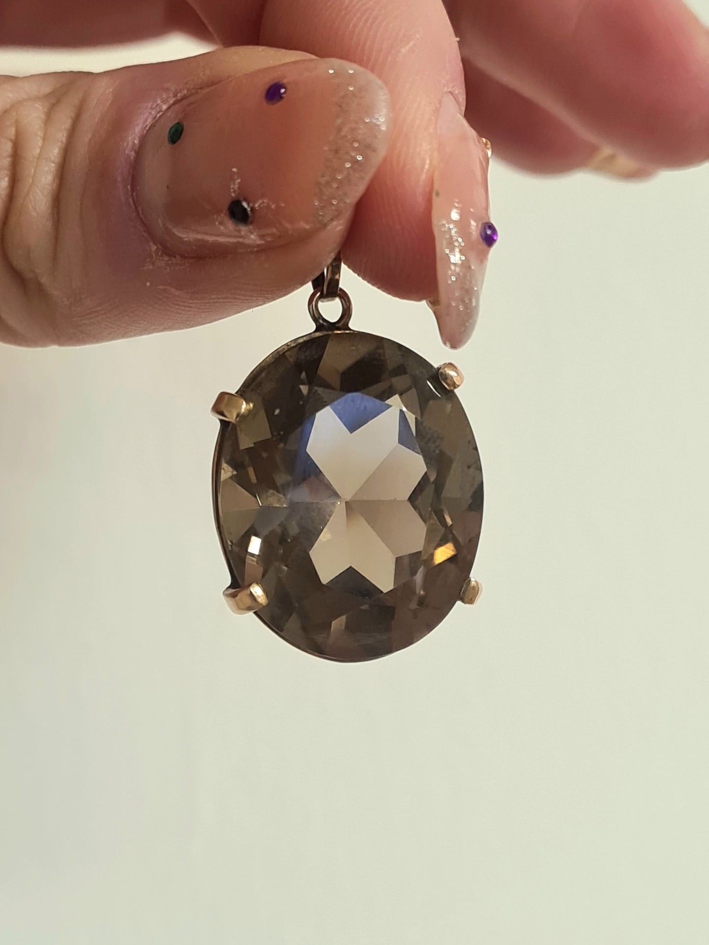 Vintage Smoky Quartz 9ct Gold Pendant