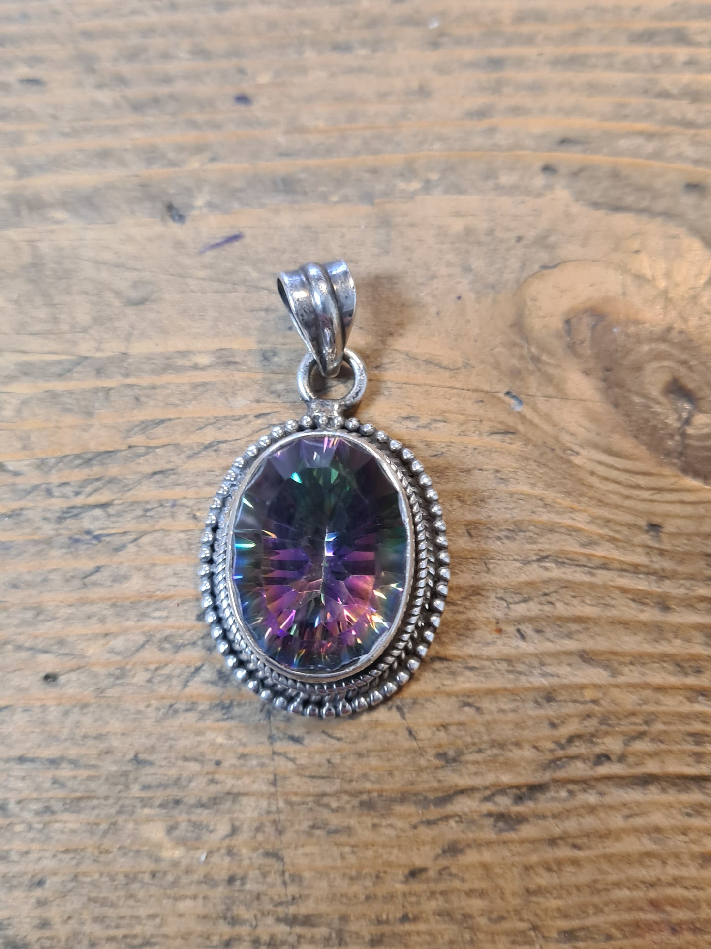 Ornate Mystic Topaz 925 Silver Pendant