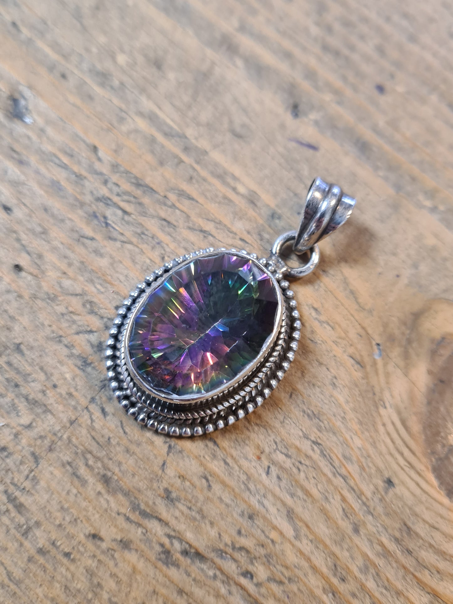 Ornate Mystic Topaz 925 Silver Pendant