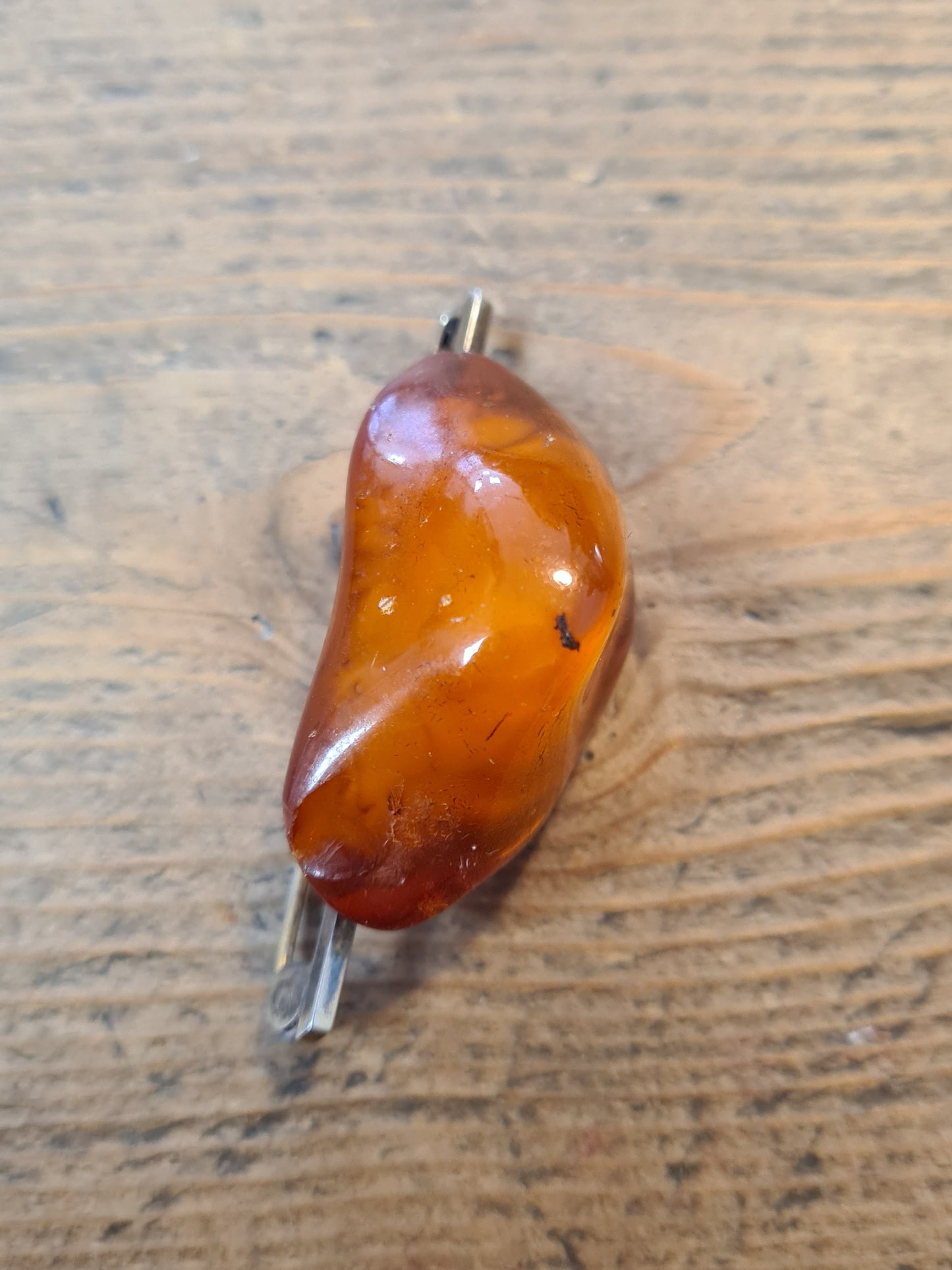 Vintage Large Raw Amber 925 Silver Brooch