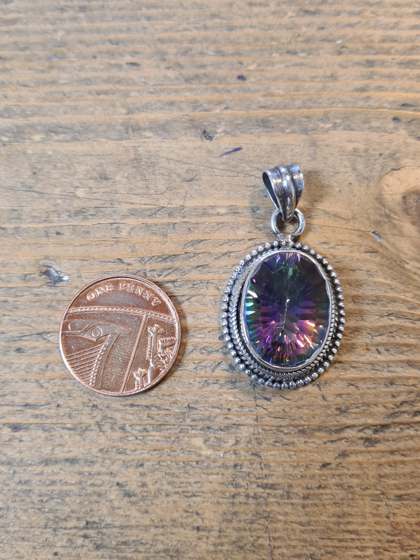 Ornate Mystic Topaz 925 Silver Pendant