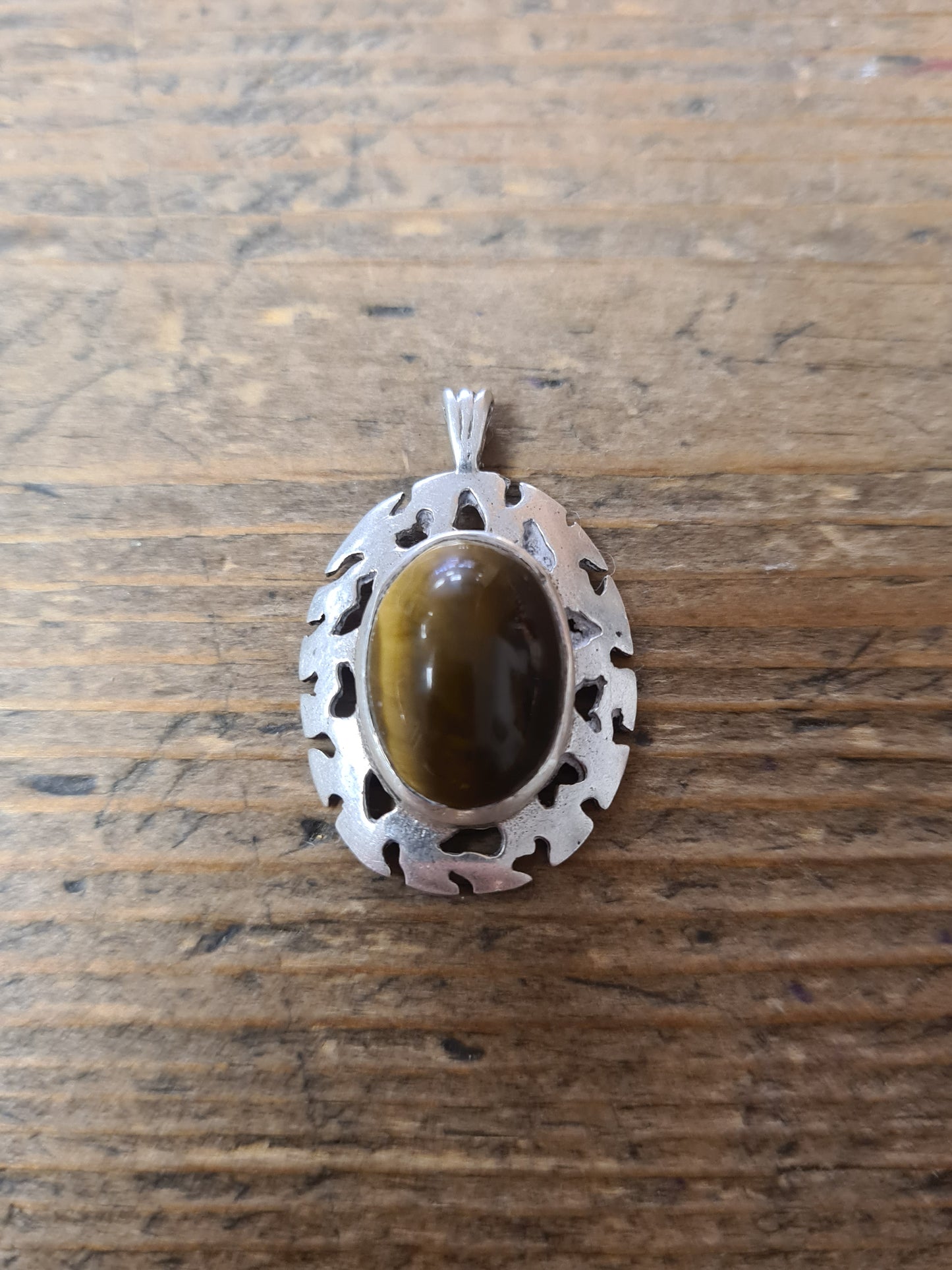 Modernist 2004 Tiger's Eye 925 Silver Pendanr